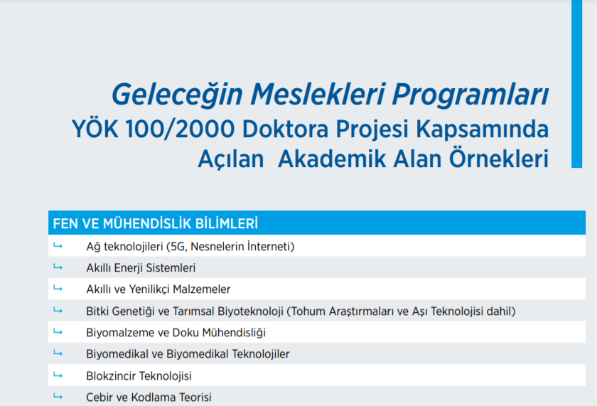 YÖK Geleceğin Meslekleri Programları